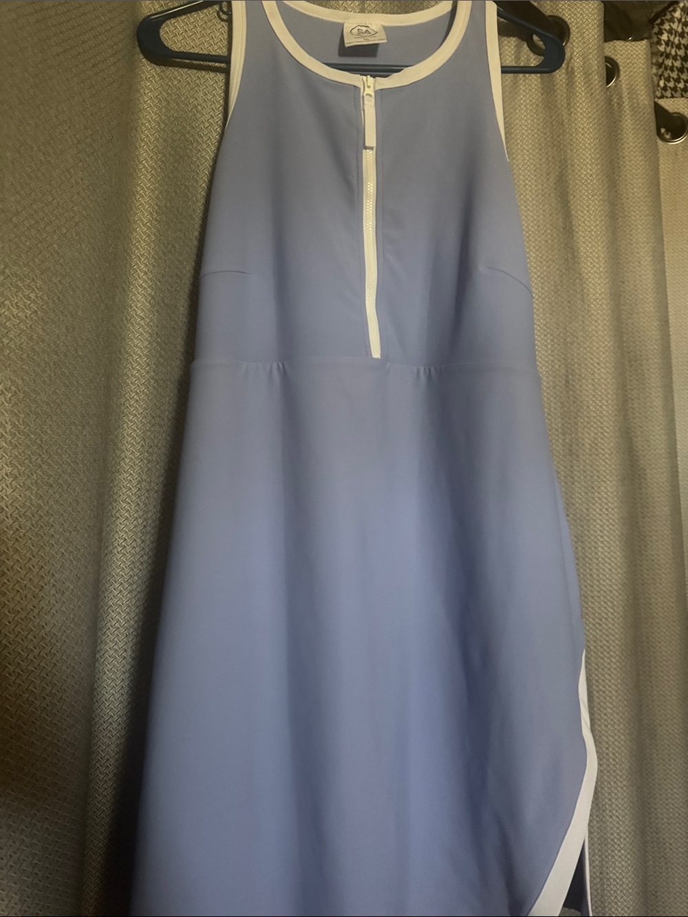 Sleeveless Light Blue Asymmetrical Zip-Front Dress